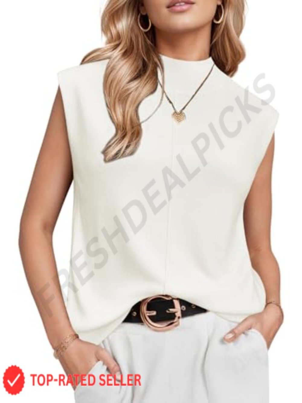 Wool Blend Mock Neck Sweater Vest Sleeveless Work Top